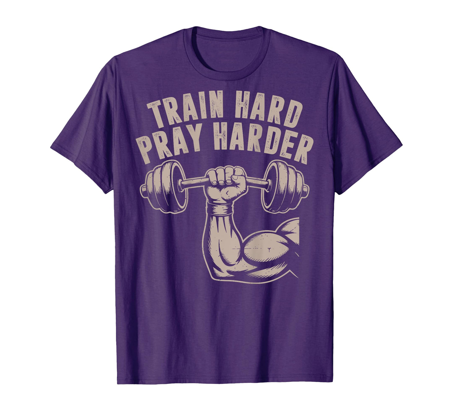 Train Hard Pray Harder Funny Christian Workout Gym Jesus Men T-Shirt