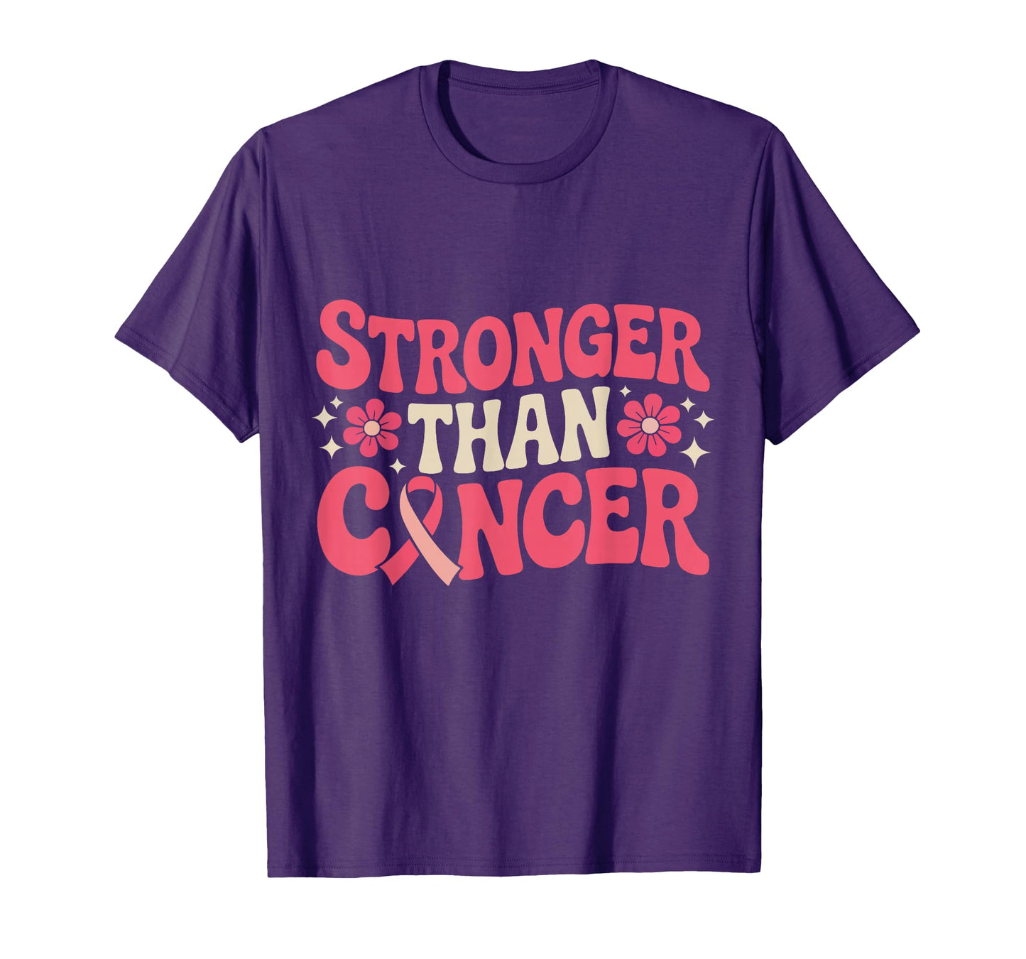 Stronger Than Cancer Pink Ribbon October Awareness Support T-Shirt