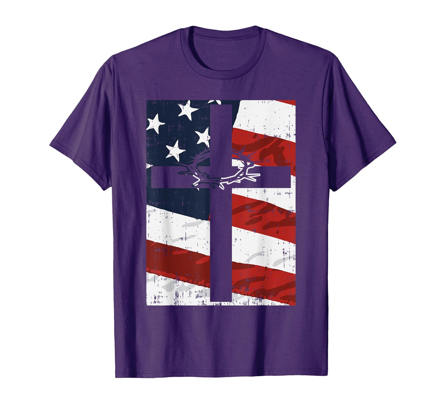 Cross American Flag Thorn God Jesus Faith Christian Gift T-Shirt
