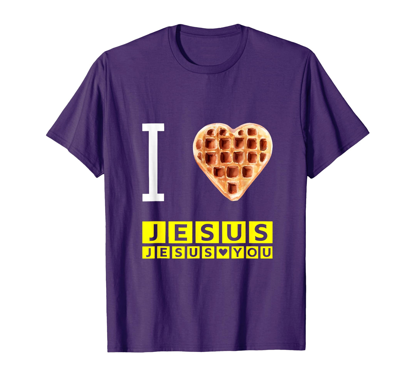Funny I Love Jesus Waffle Heart Christian Breakfast T-Shirt