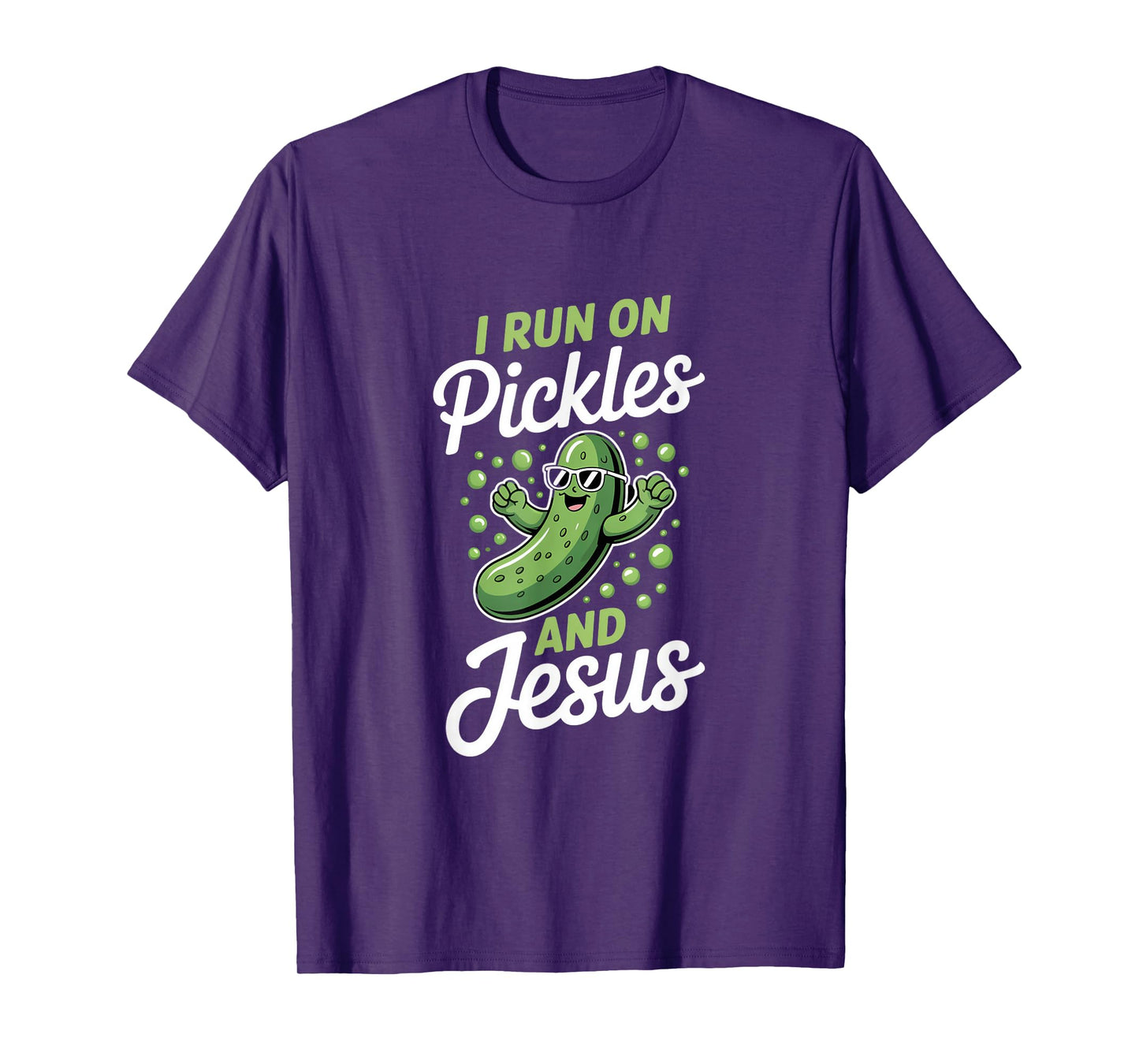 Funny Pickle Cucumber I Run on Pickles and Jesus T-Shirt