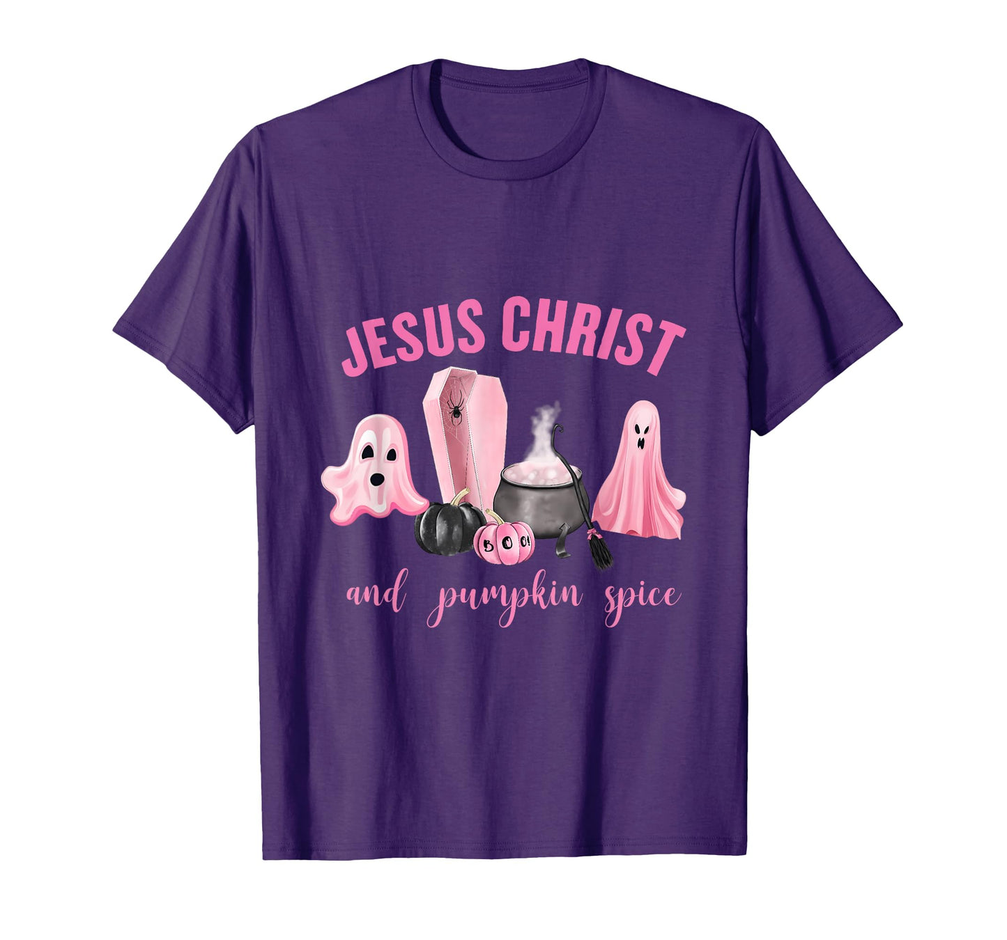 Jesus Christ & Pumpkin Spice Pink Fall Faith-Based Pumpkin T-Shirt