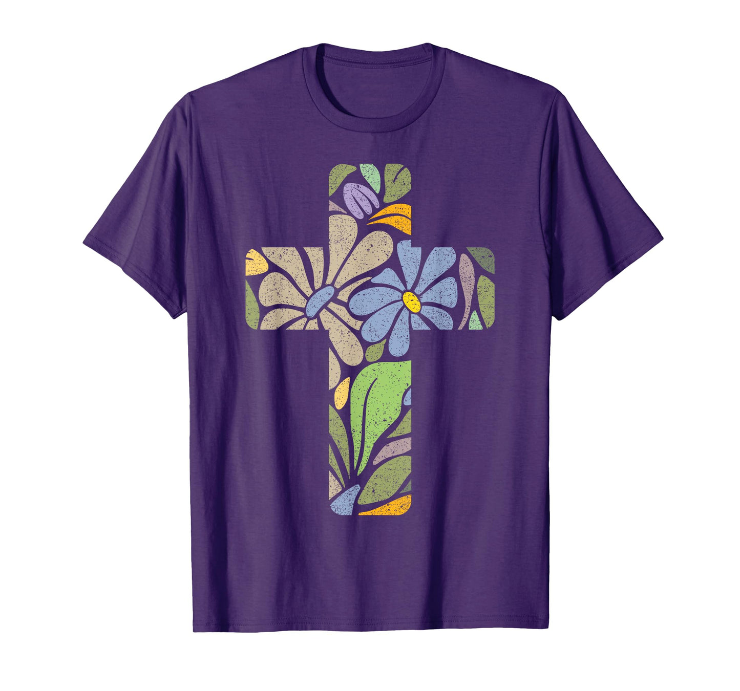 Christian Beautiful Cross of Flowers Pastel Colors Faith Art T-Shirt