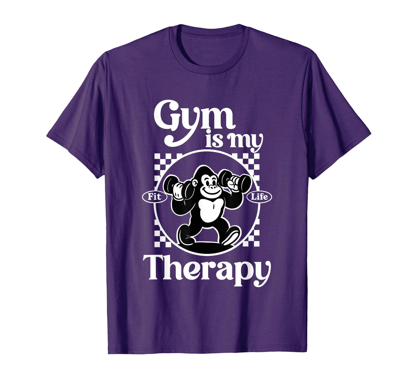 Gym Is My Therapy Gorilla Workouts Gym Quotes Retro Fitness T-Shirt