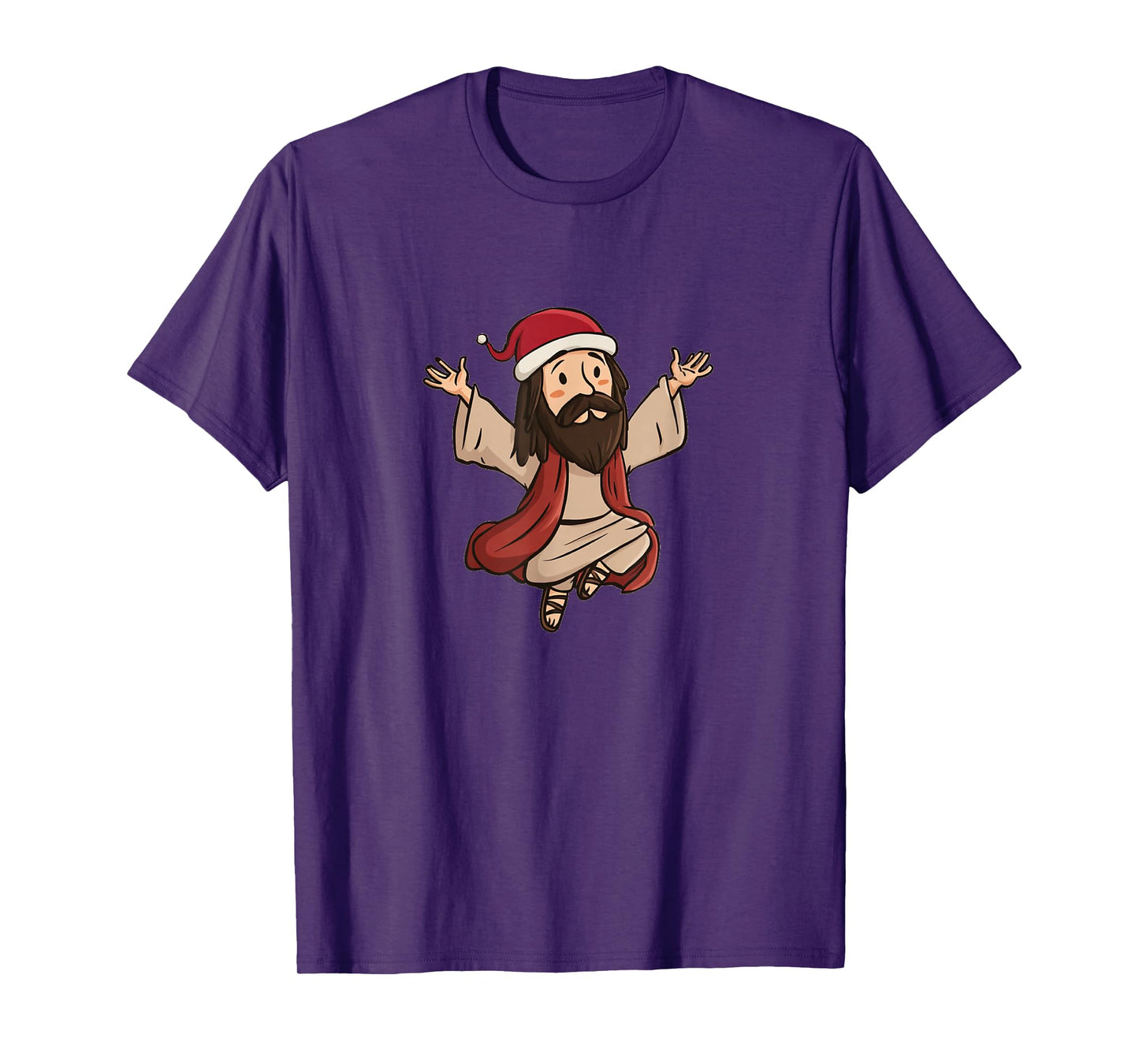Cartoon Jesus Graphic with Festive Xmas Hat for Christmas T-Shirt