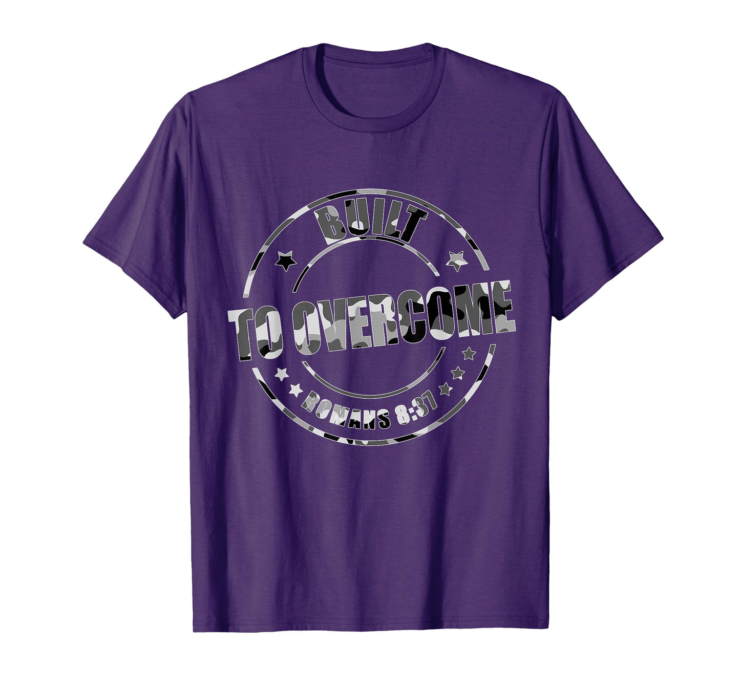 Built to Overcome Camo Gym Christian Faith Scripture Workout T-Shirt