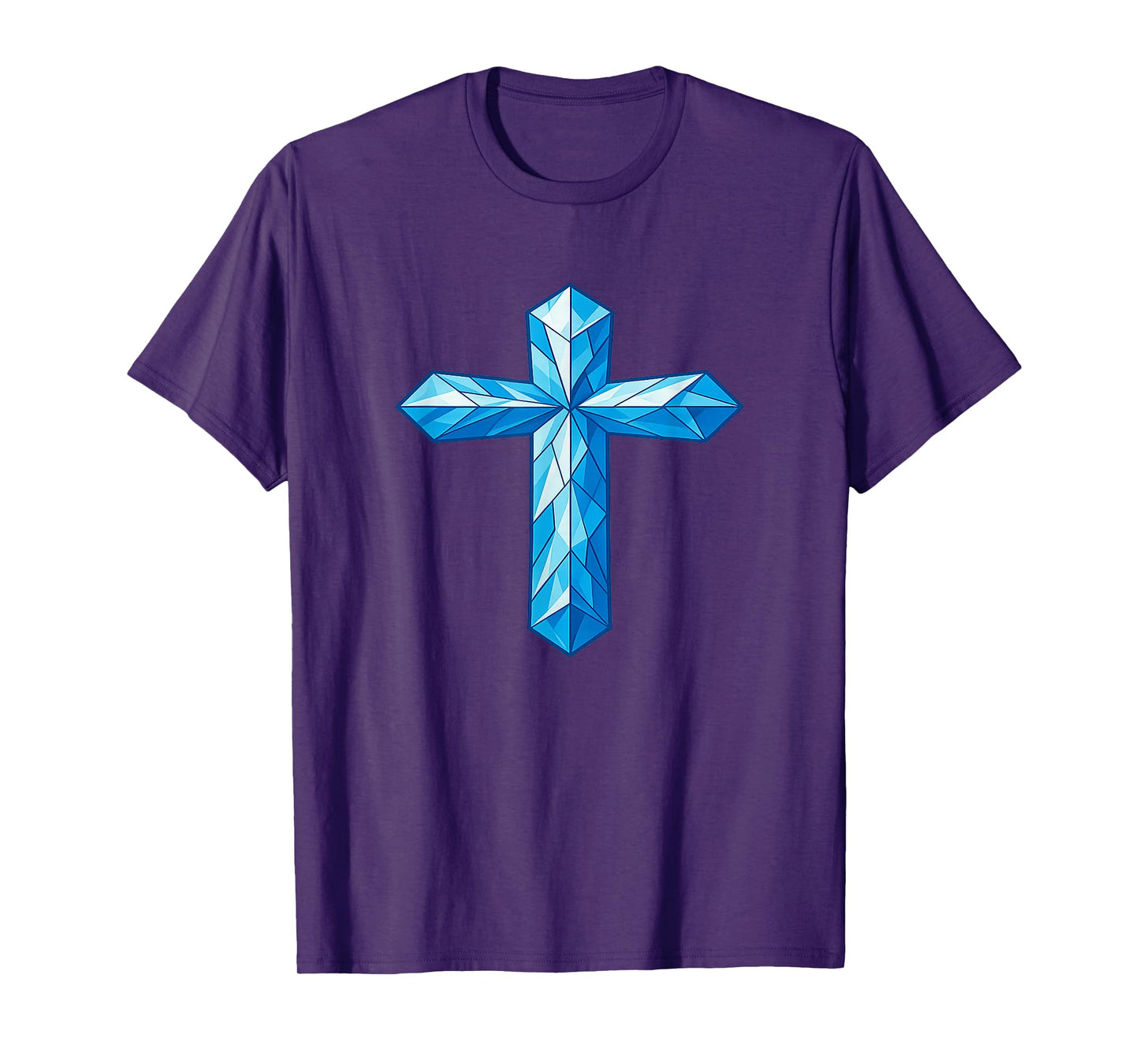 Blue Sacred Geometry Spiritual Cross Artwork T-Shirt