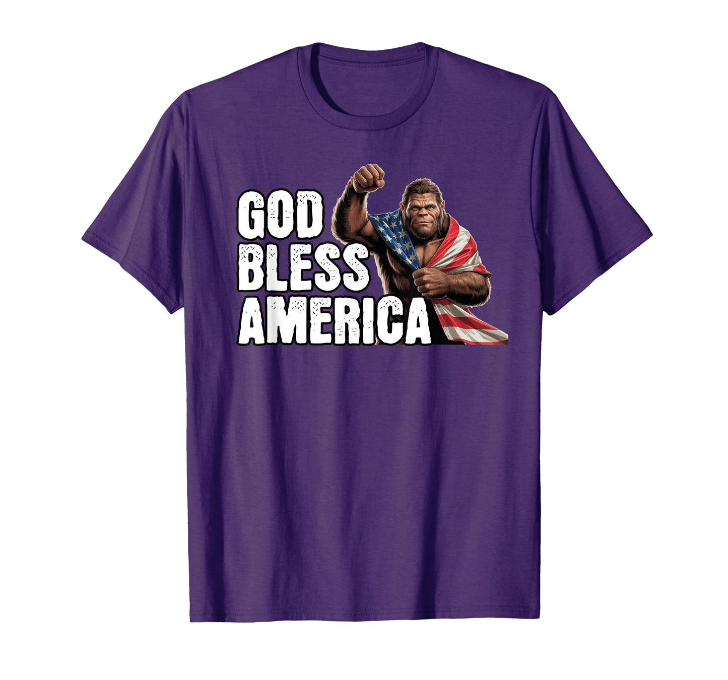 Patriotic Bigfoot God Bless America, Sasquatch American Flag T-Shirt