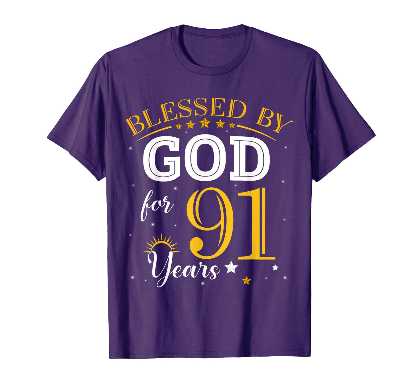 Vintage Blessed by God For 91 Years Old 91st Birthday Girl T-Shirt