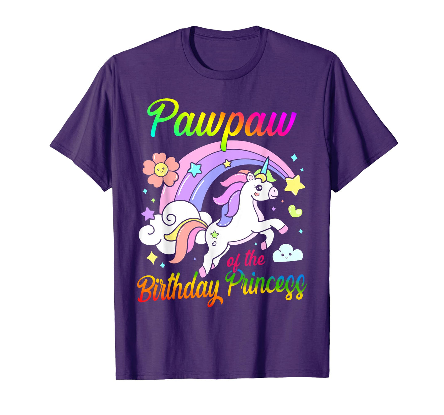Pawpaw Of The Birthday Princess Unicorn Matching Family T-Shirt