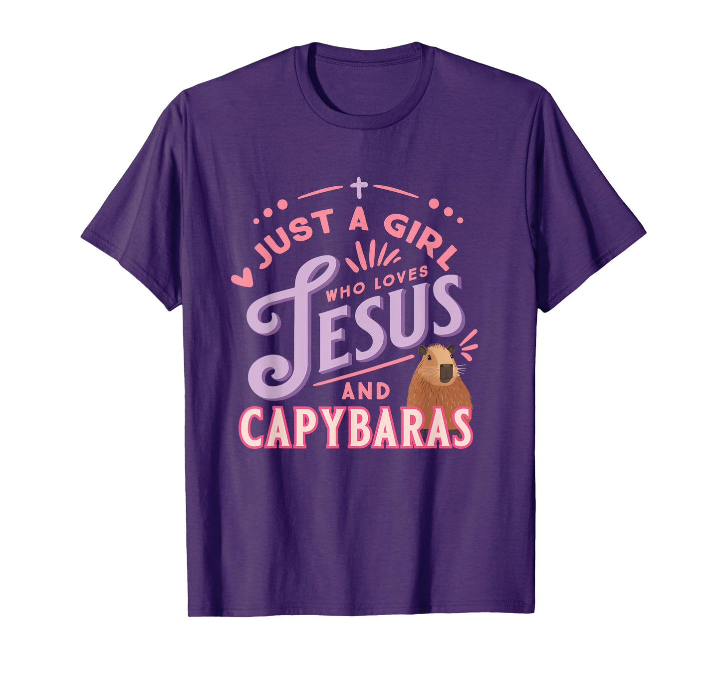 Just a Girl Who Loves Jesus and Capybaras Christian Design T-Shirt