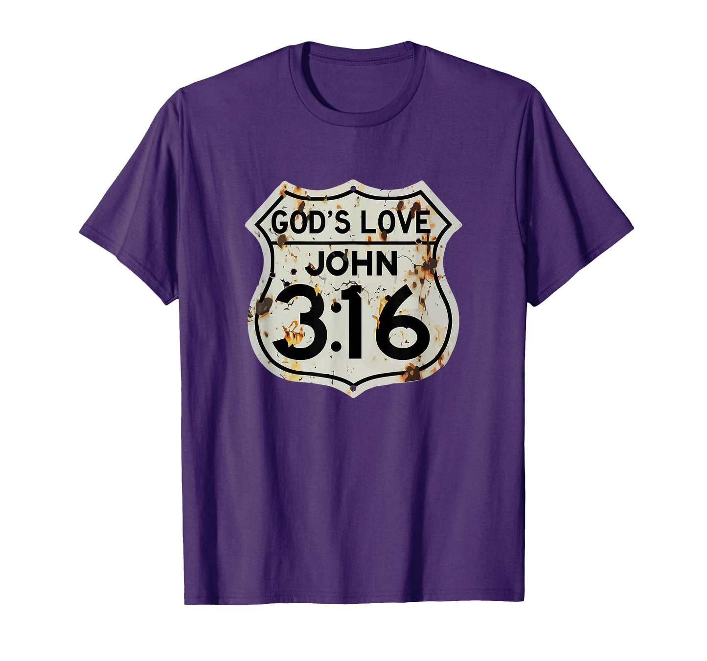 John 3:16 Vintage USA Highway Sign Bible Verse Inspired T-Shirt
