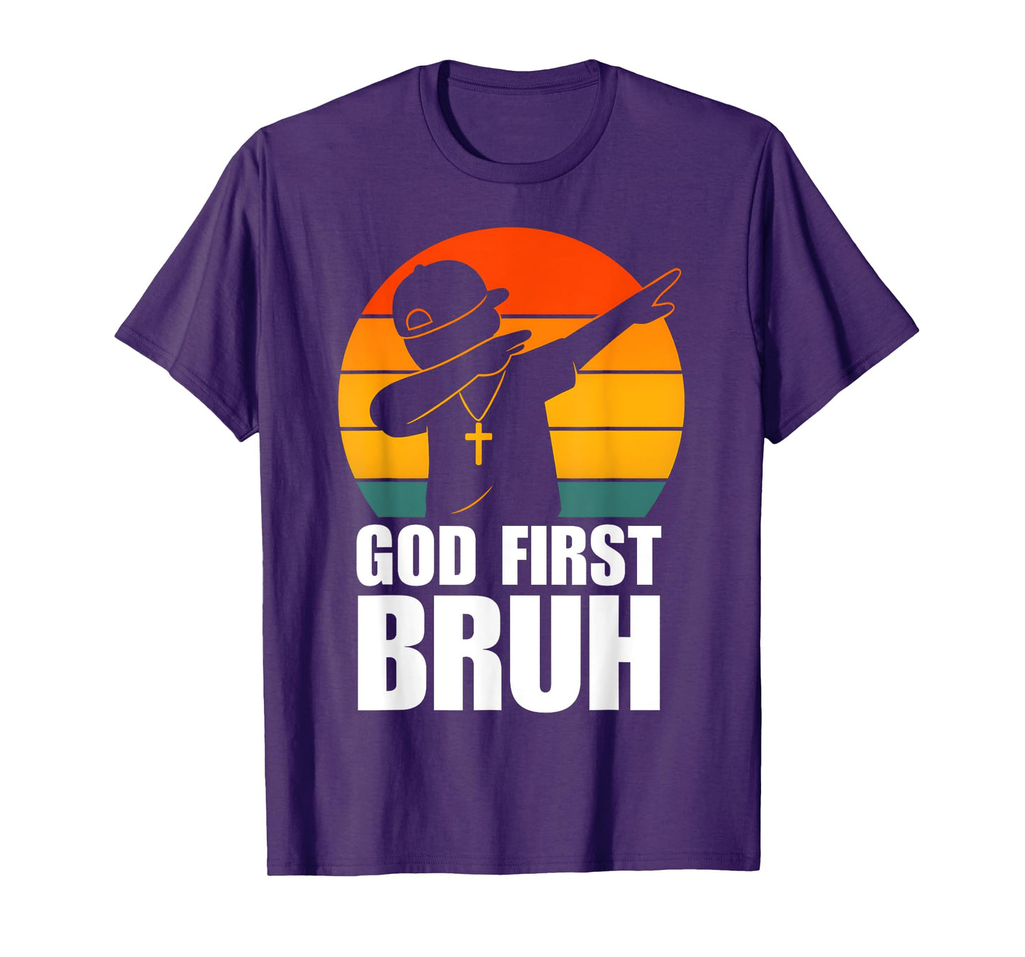 God First Bruh Dabbing Boy Christian Retro Kids Boys Saying T-Shirt