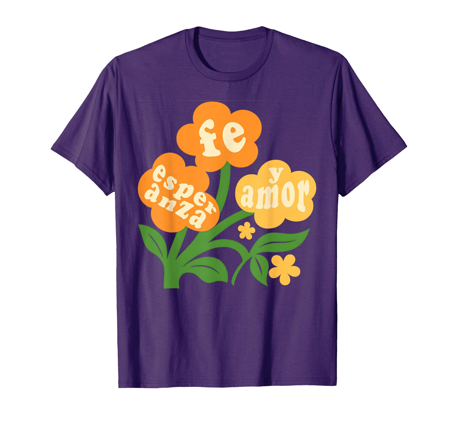 Fe Esperanza Y Amor Spanish Christian Boho Faith Flower T-Shirt
