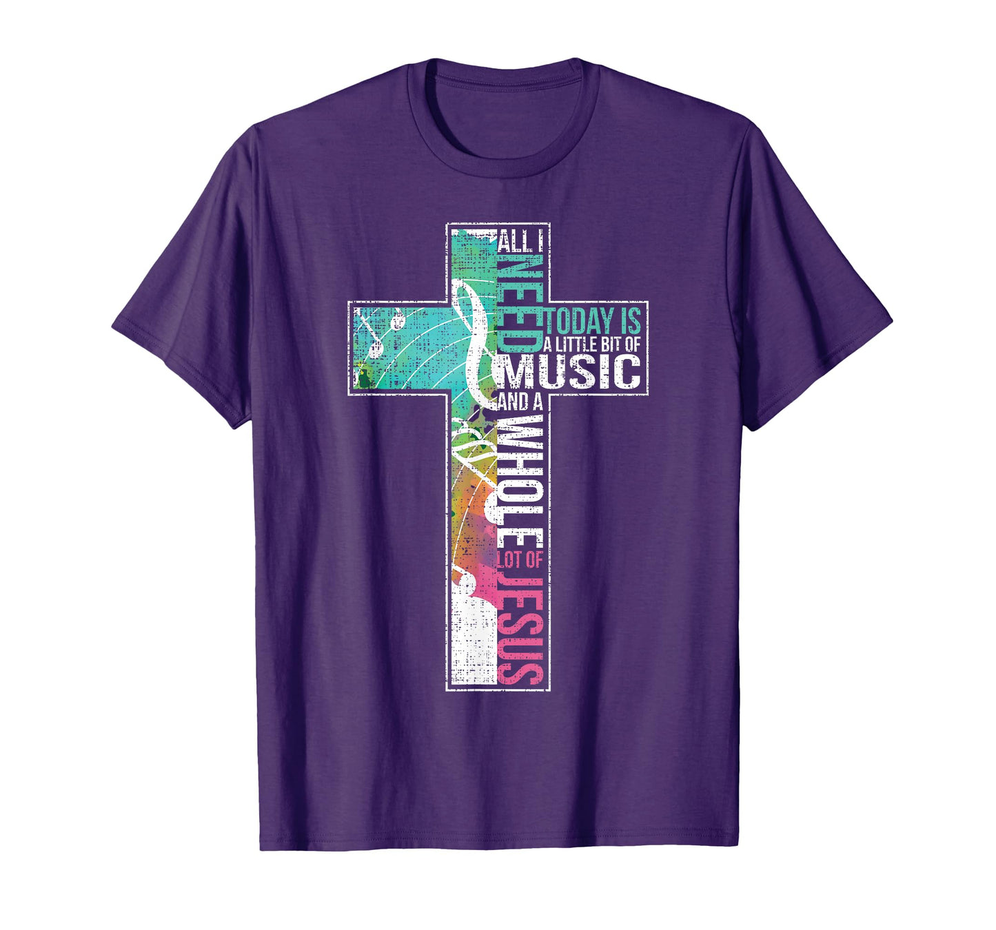 All I Need Is Music & Jesus Christian Cross Gospel T-Shirt