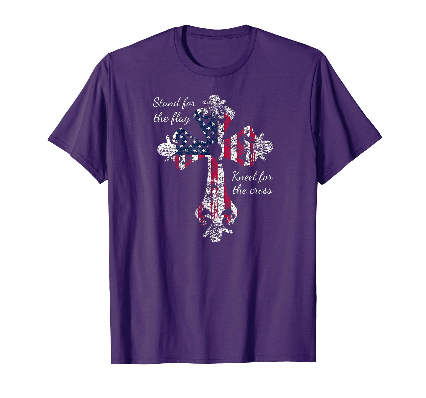 Stand for the Flag Kneel for the Cross Proud Patriotic USA T-Shirt for Women Kids Men