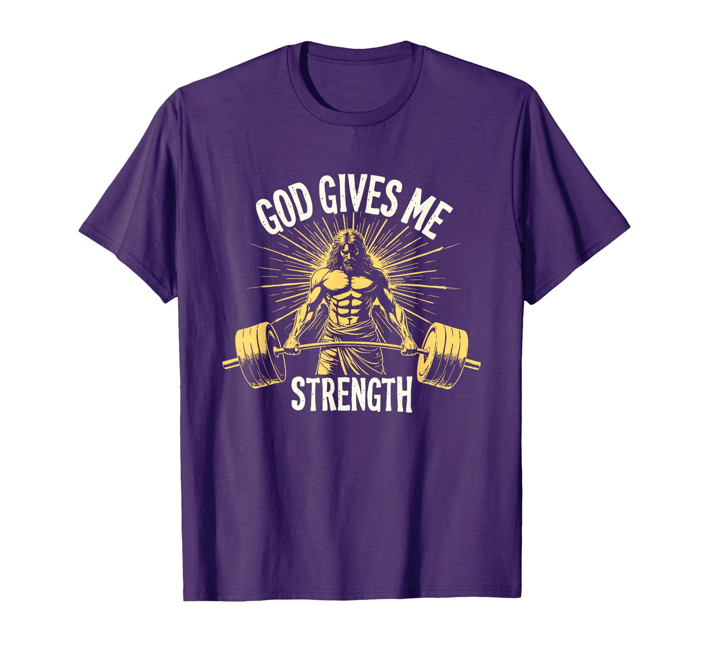 God Gives Me Strength Christian Jesus Workout Weightlifting T-Shirt