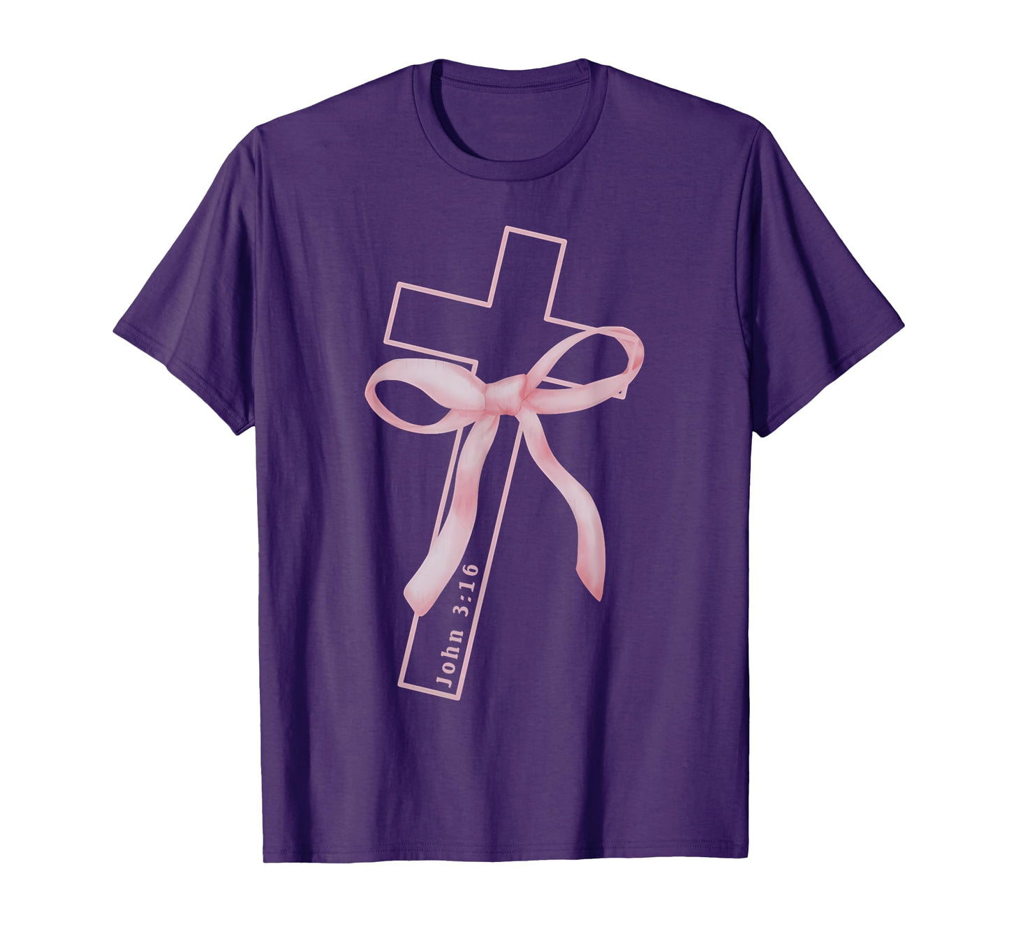 Pink Bow Cross Graphic for Girl Women Christian T-Shirt
