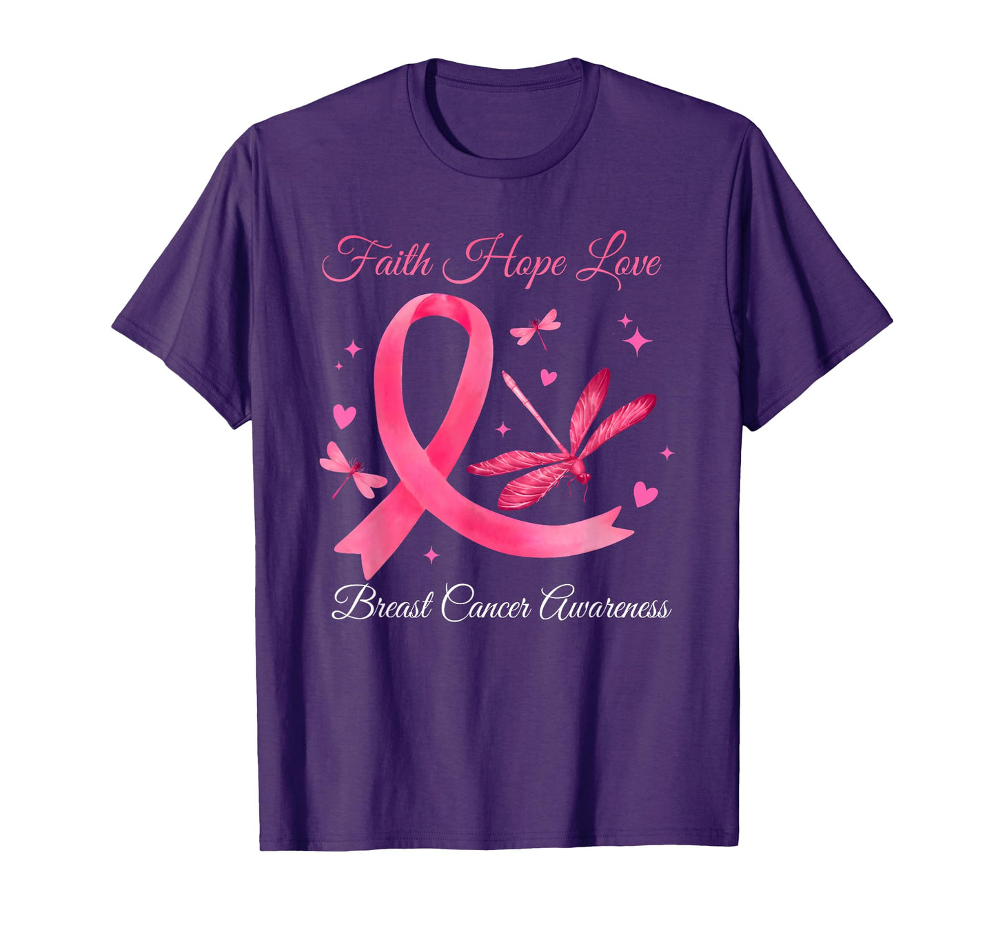 Faith Hope Love Flowers Breast Cancer Awareness Support T-Shirt