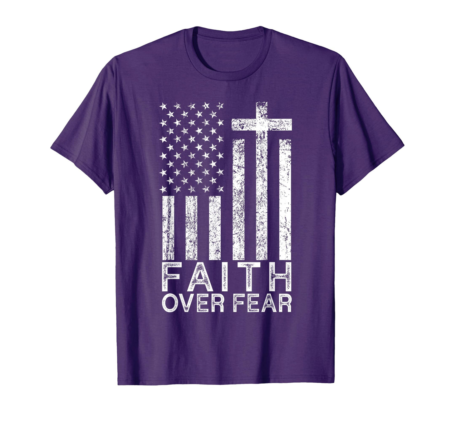 America Pride US Flag Faith Over Fear Christian Cross Jesus T-Shirt