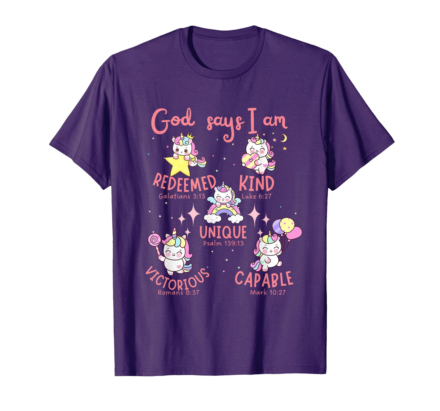 God says I am Unicorn Cute Christian Kids T-Shirt