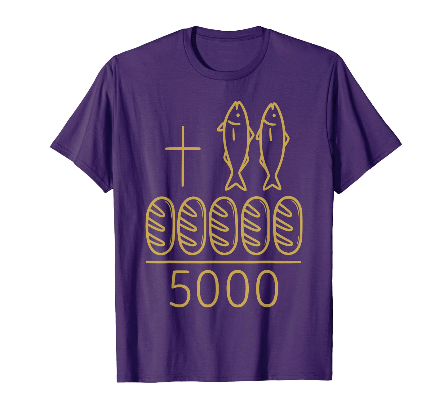 2 Fishes 5 Breads Jesus Cross 5000 Miracle Christian T-Shirt