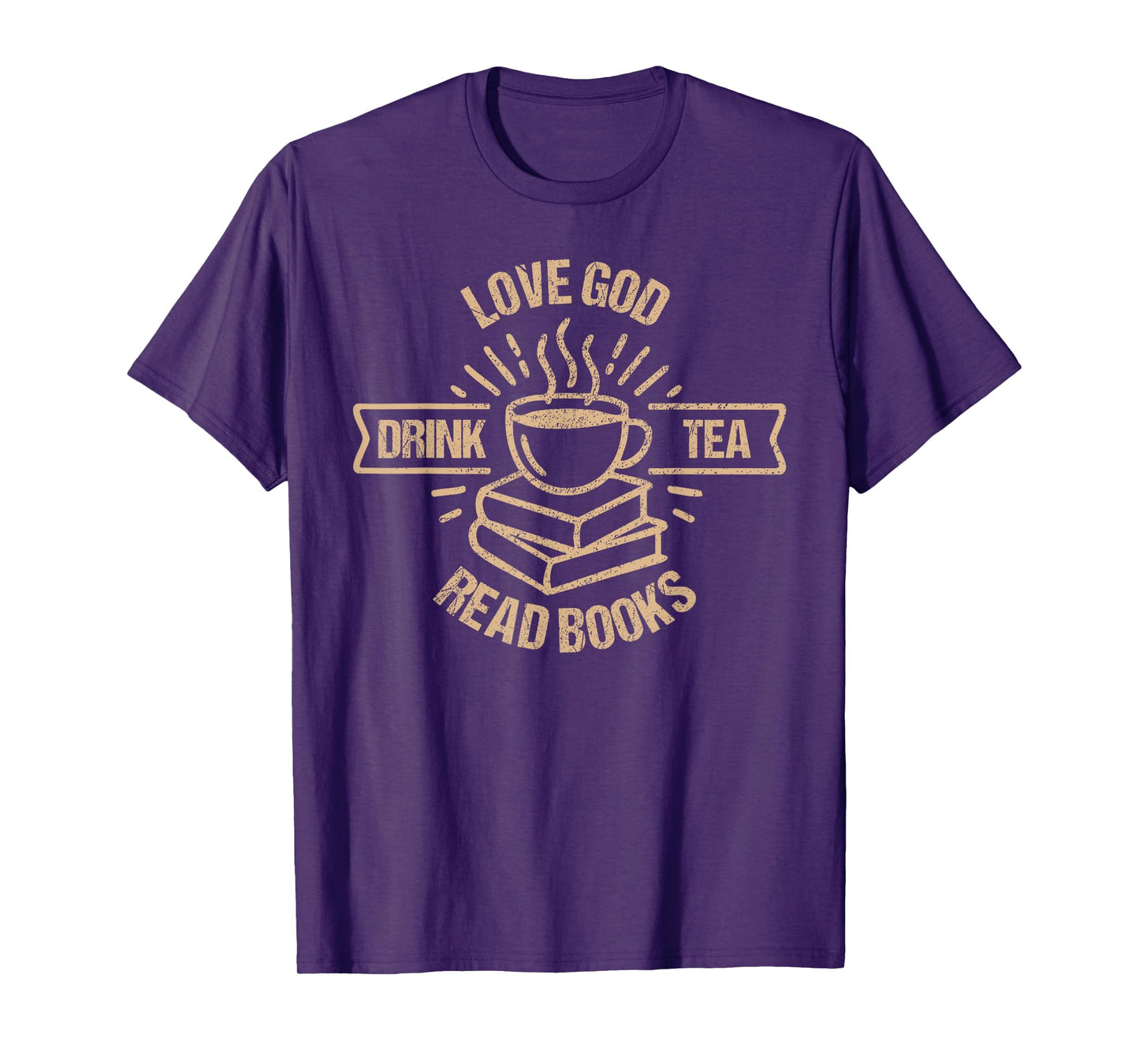 Love God Drink Tea Read Books Lovers Vintage Christian T-Shirt