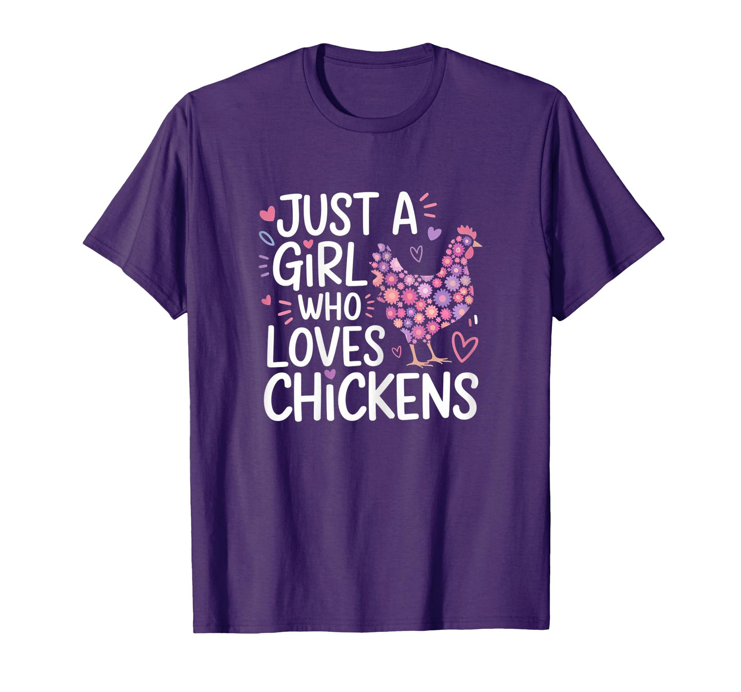 Just A Girl Who Loves Chickens Cute Floral T-Shirt