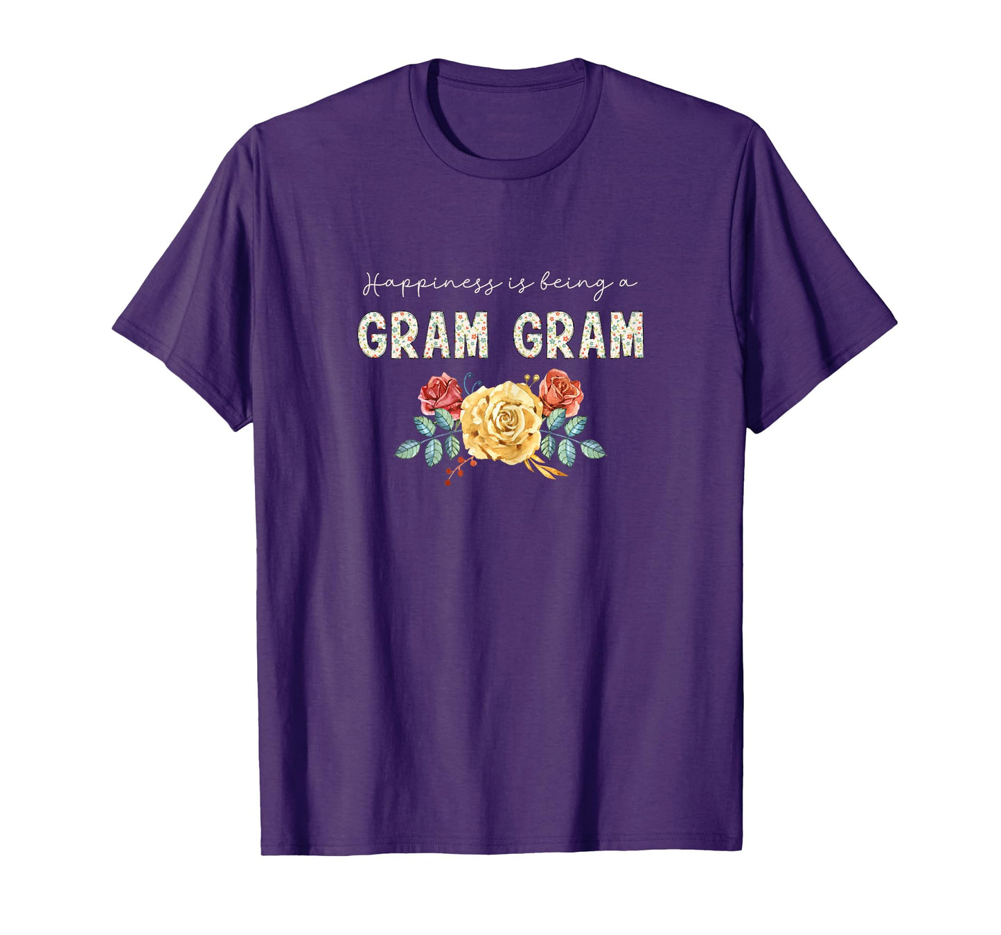 Happiness Is Being Gram-Gram Floral Flower Grandma GramGram T-Shirt