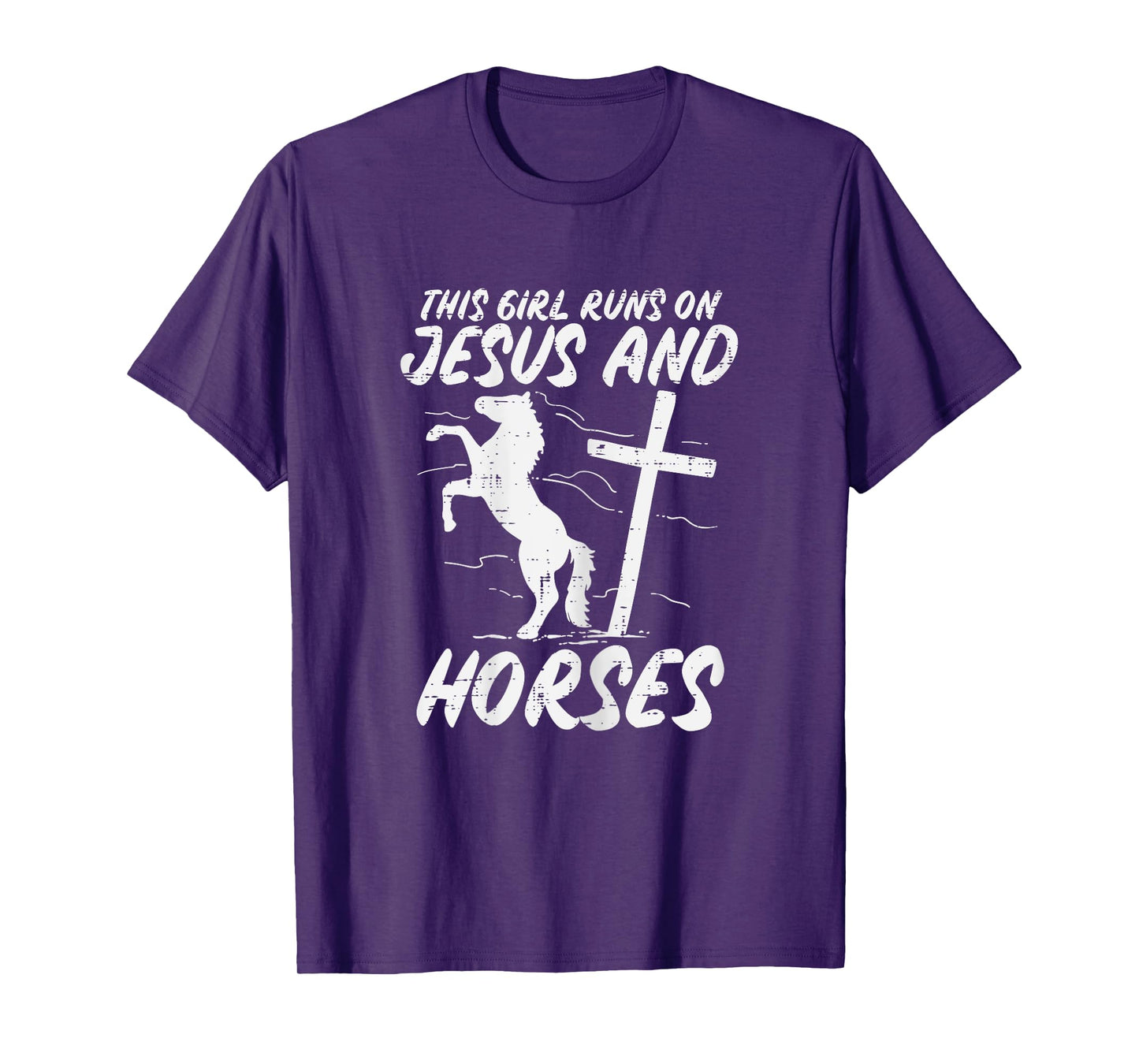 Girl Runs On Jesus And Horses God Christian Girls Women T-Shirt