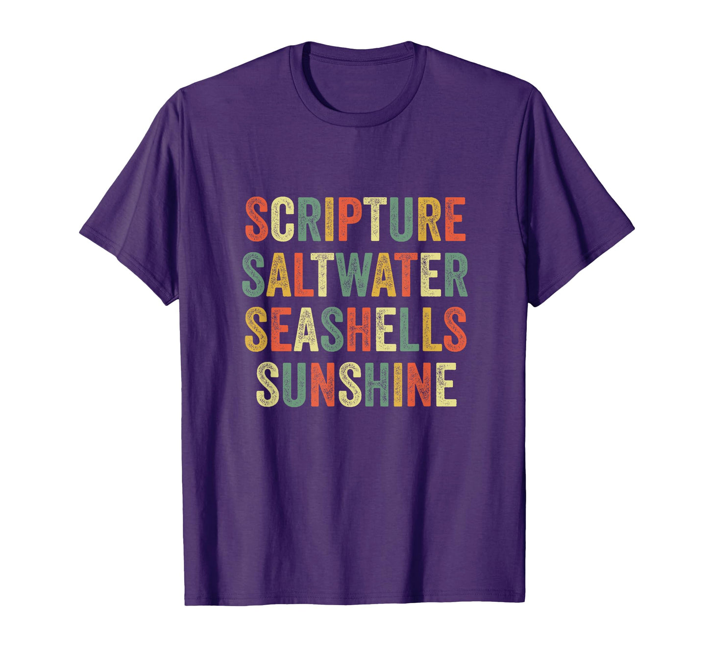Scripture Saltwater Seashells Sunshine Christian Trip Faith T-Shirt