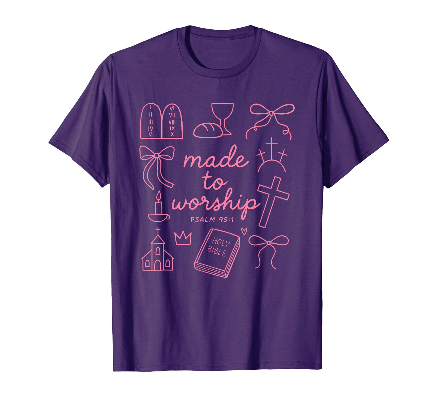 Made to Worship Psalm 95:1 Cute Christian Symbols Coquette T-Shirt
