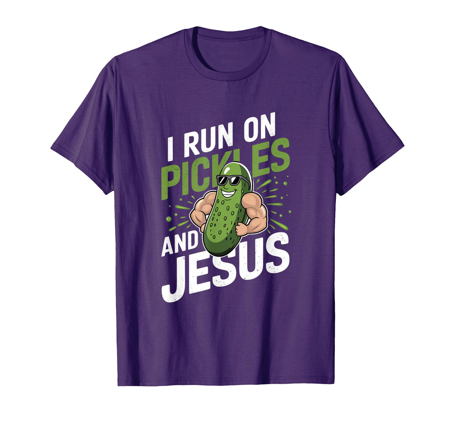 Funny Pickle Cucumber I Run on Pickles and Jesus T-Shirt