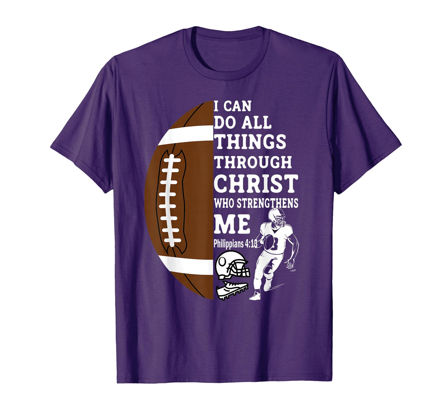 Motivational Bible Verse Christian Gifts Football T-Shirt