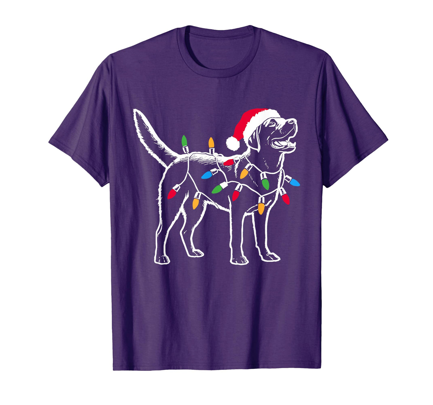 Funny Santa Labrador Retriever Christmas Lights Dog Lover T-Shirt for Men Women