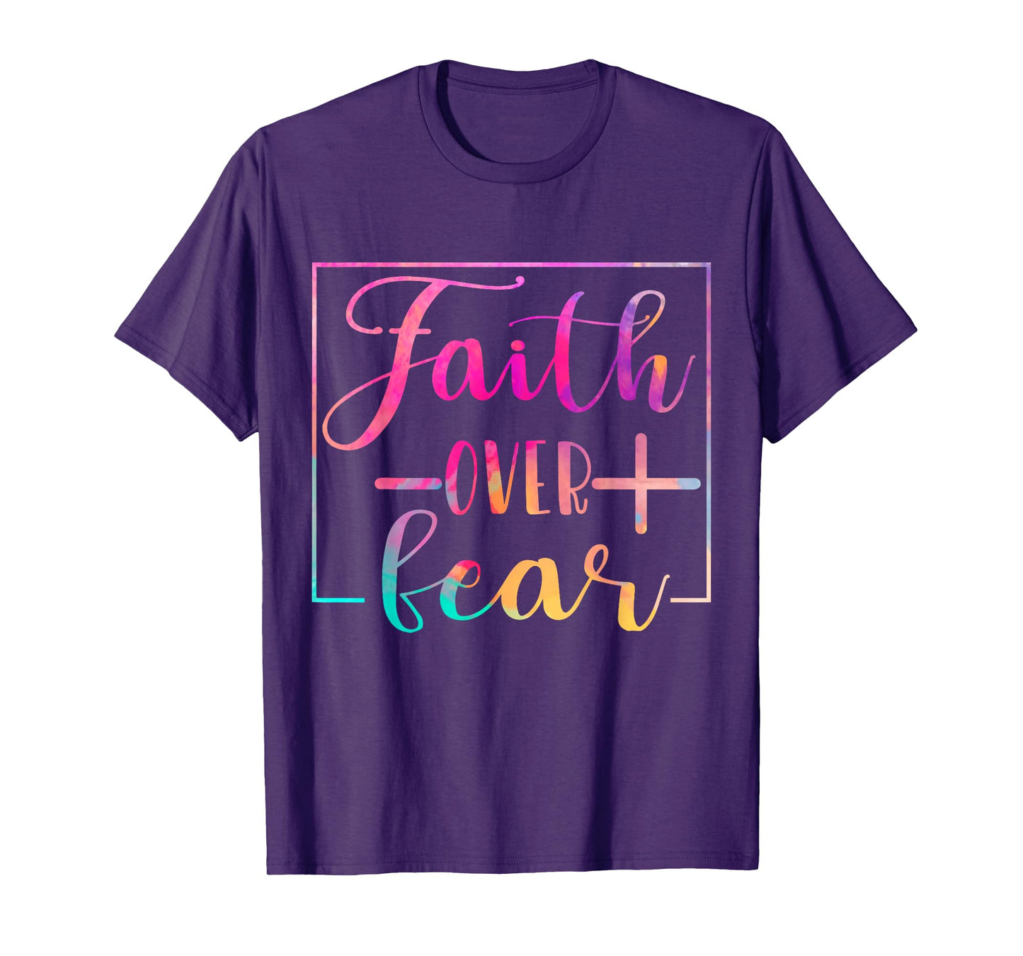 Religious Jesus Christian Faith Believe Over Fear Water Colo T-Shirt