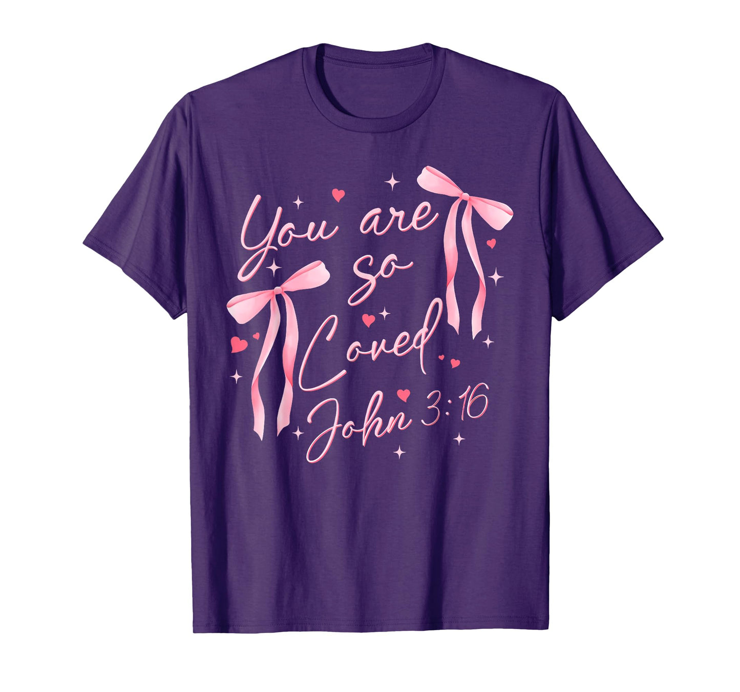 You Are Loved Boho Valentine Coquette Bow Jesus Christian T-Shirt