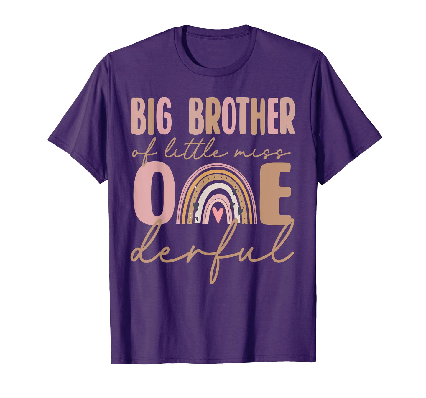 Big Brother of Little Miss Onederful Birthday Boho Rainbow T-Shirt
