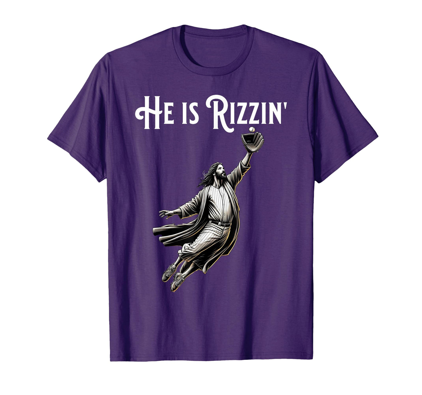 Funny Sports Rizz He is Rizzin Jesus Playing Baseball T-Shirt