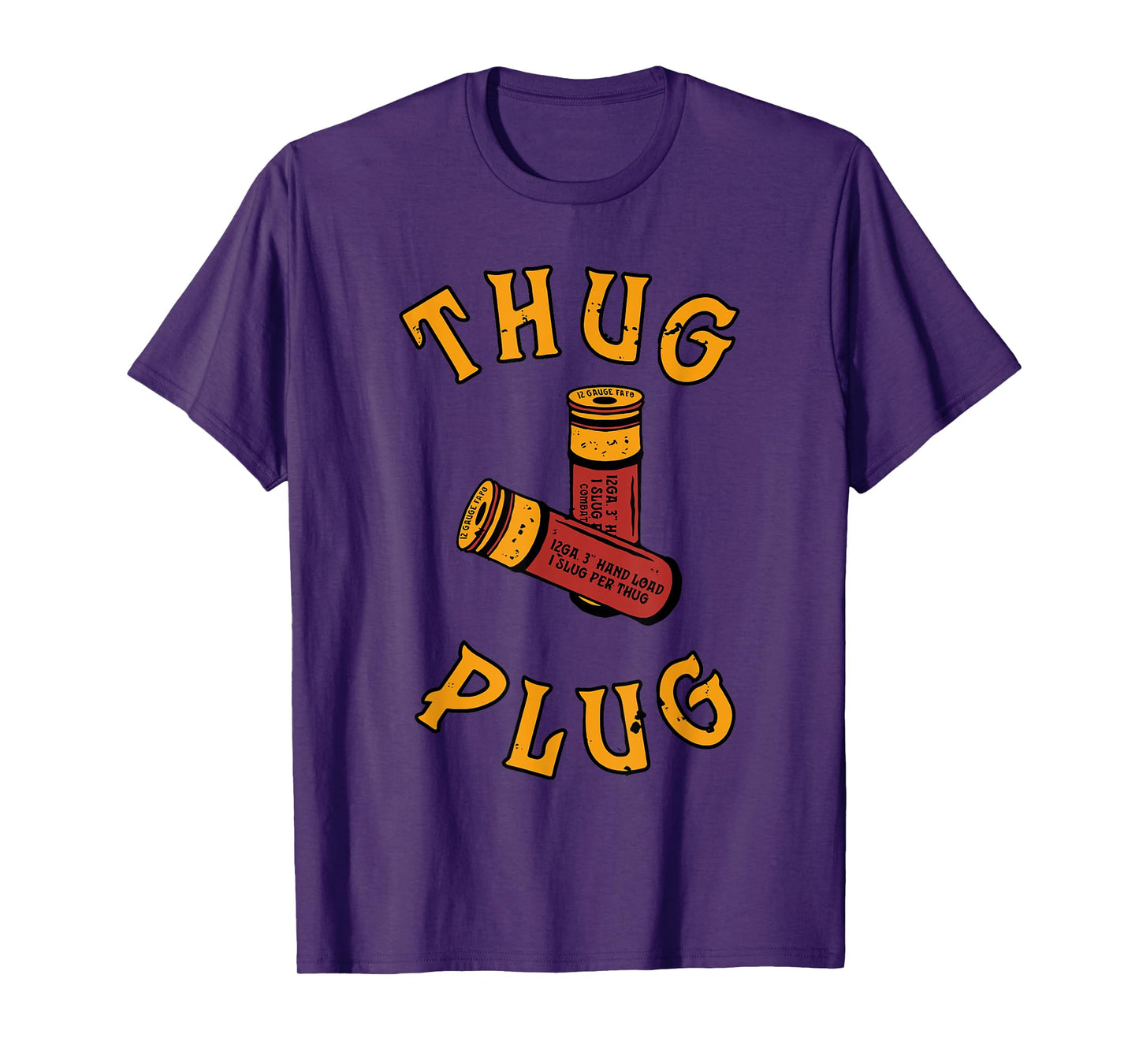 THUG PLUG Black Unisex-Adults Cotton 85% Polyester 15% Casual Humorous Modern U-Neck Short Sleeve T-Shirt