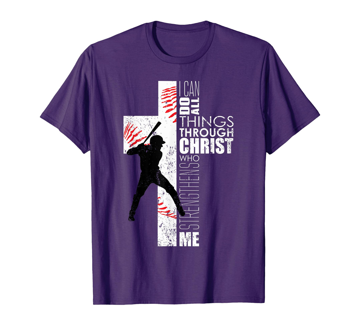 Christian Cross Baseball I Can Do All Things Through Christ T-Shirt