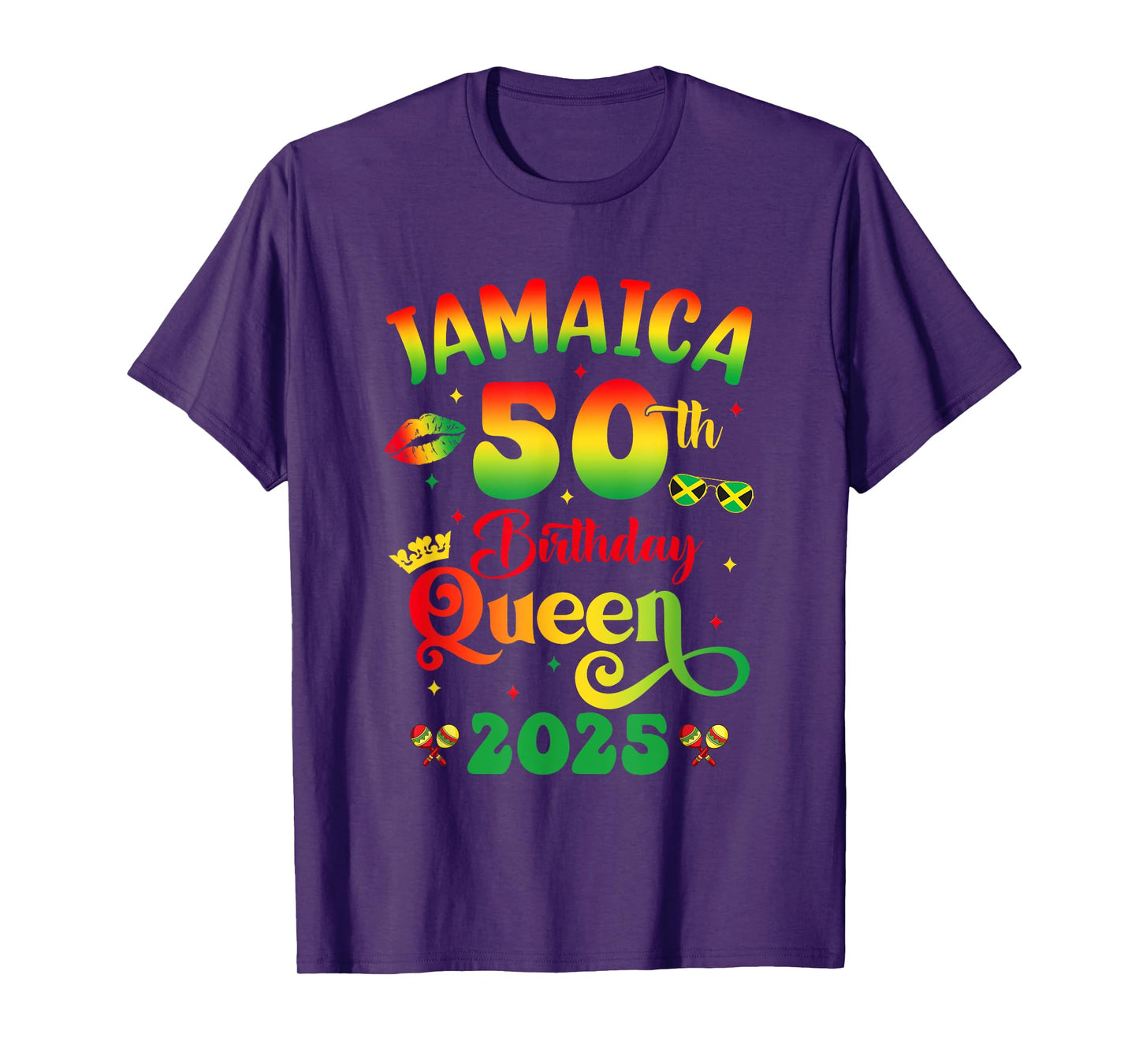 50Th Birthday Queen Jamaica Girl Matching Party 2025 T-Shirt
