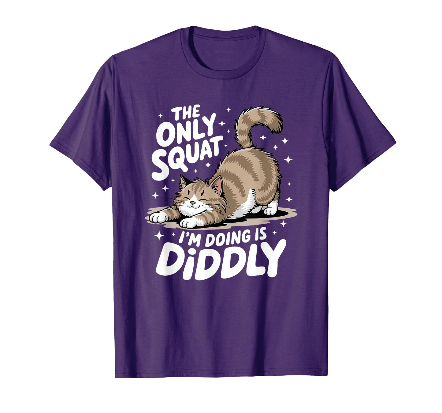 Only Squat I'm Doing Is Diddly Squat Funny Cat Kitten T-Shirt for Men Women