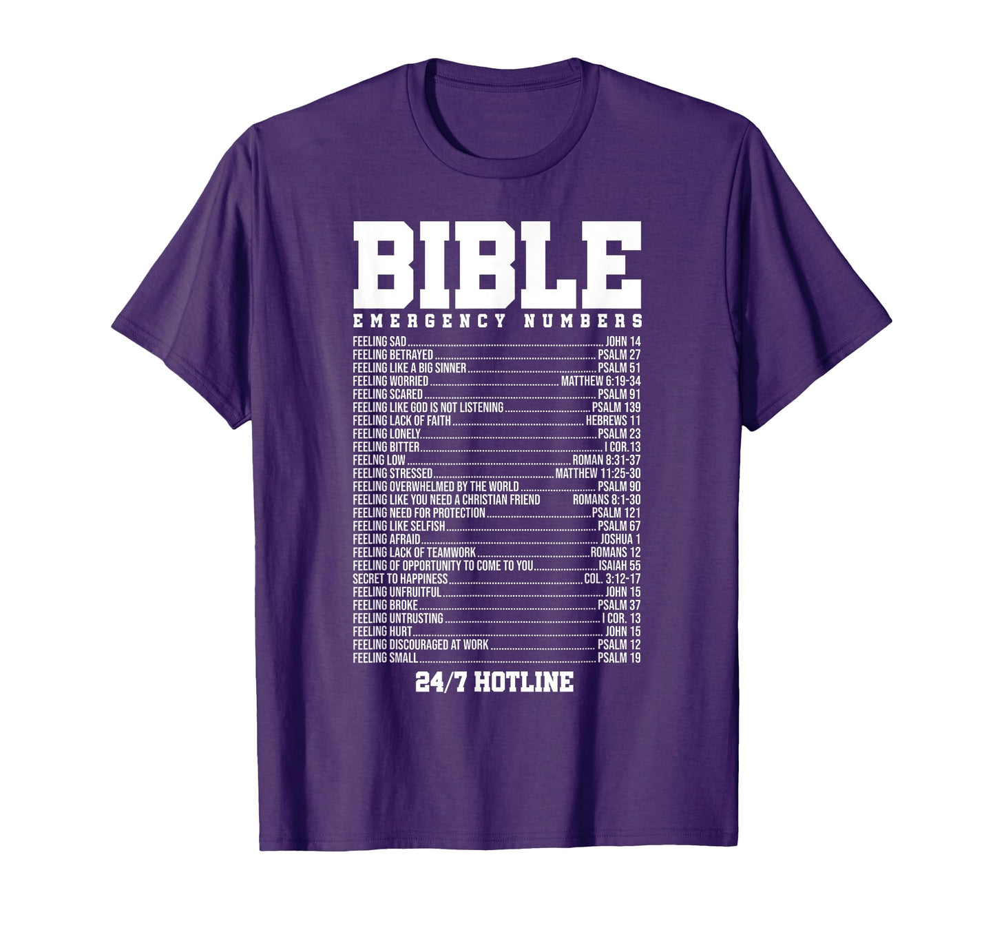 Bible Verses Emergency Number Hotline Christian Religious T-Shirt