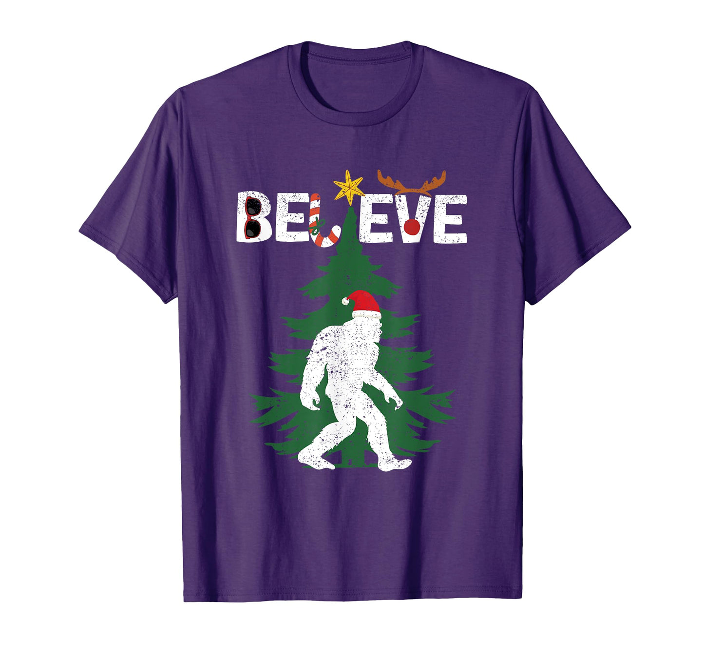 Believe Bigfoot Sasquatch Yeti Santa Hat Christmas Pajamas T-Shirt