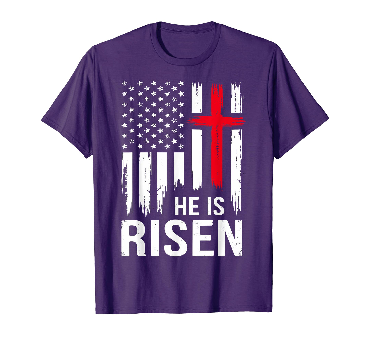 He is risen cross american vintage flag for christian easter T-Shirt