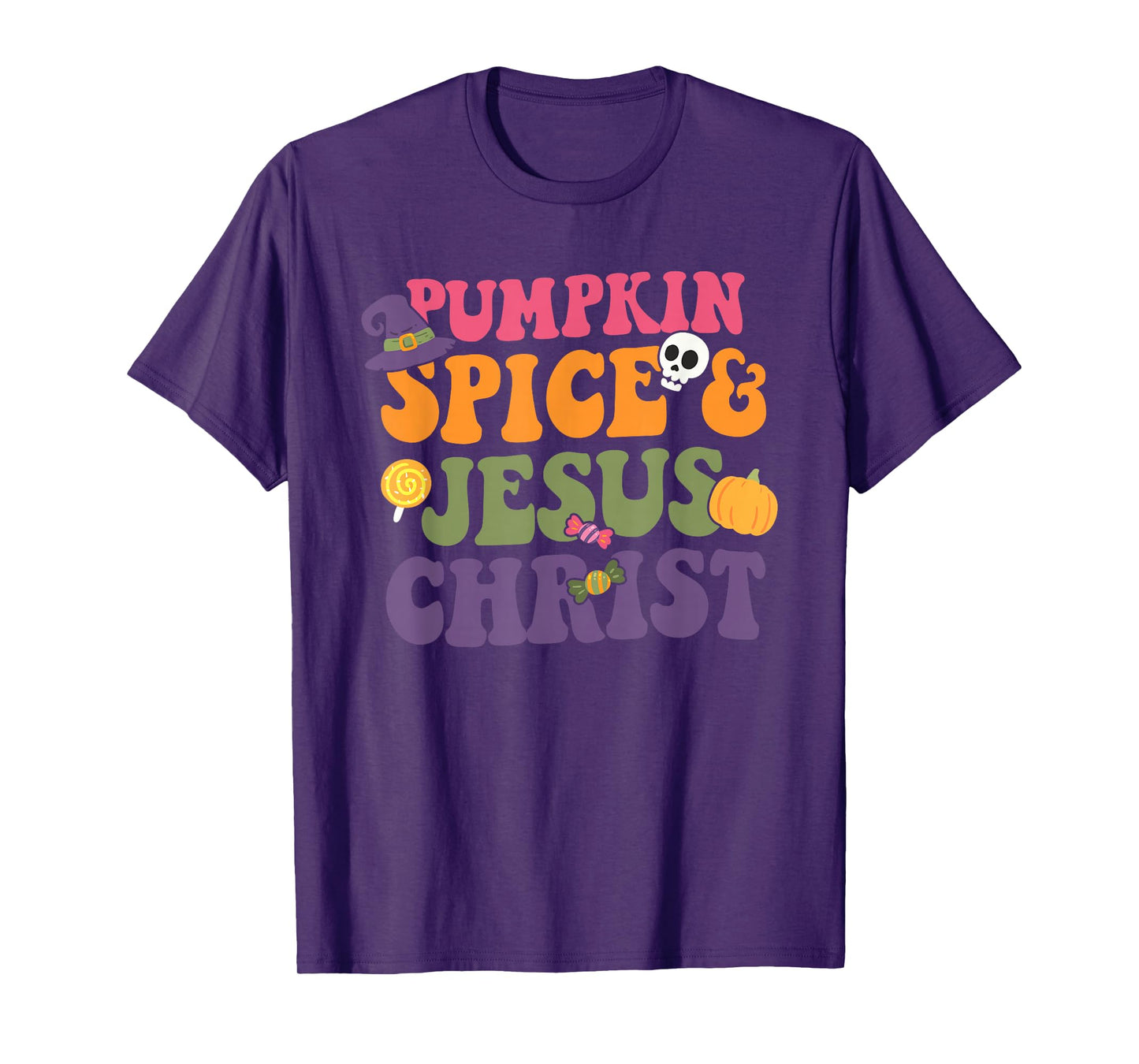 Pumpkin Spice & Je-sus Christ Funny Christian Halloween T-Shirt