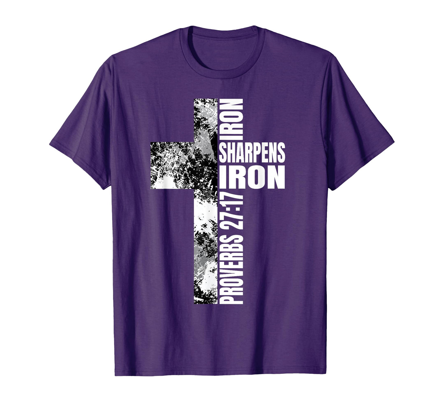 Black White Cross Iron Sharpens Iron Verse Christian Couples T-Shirt