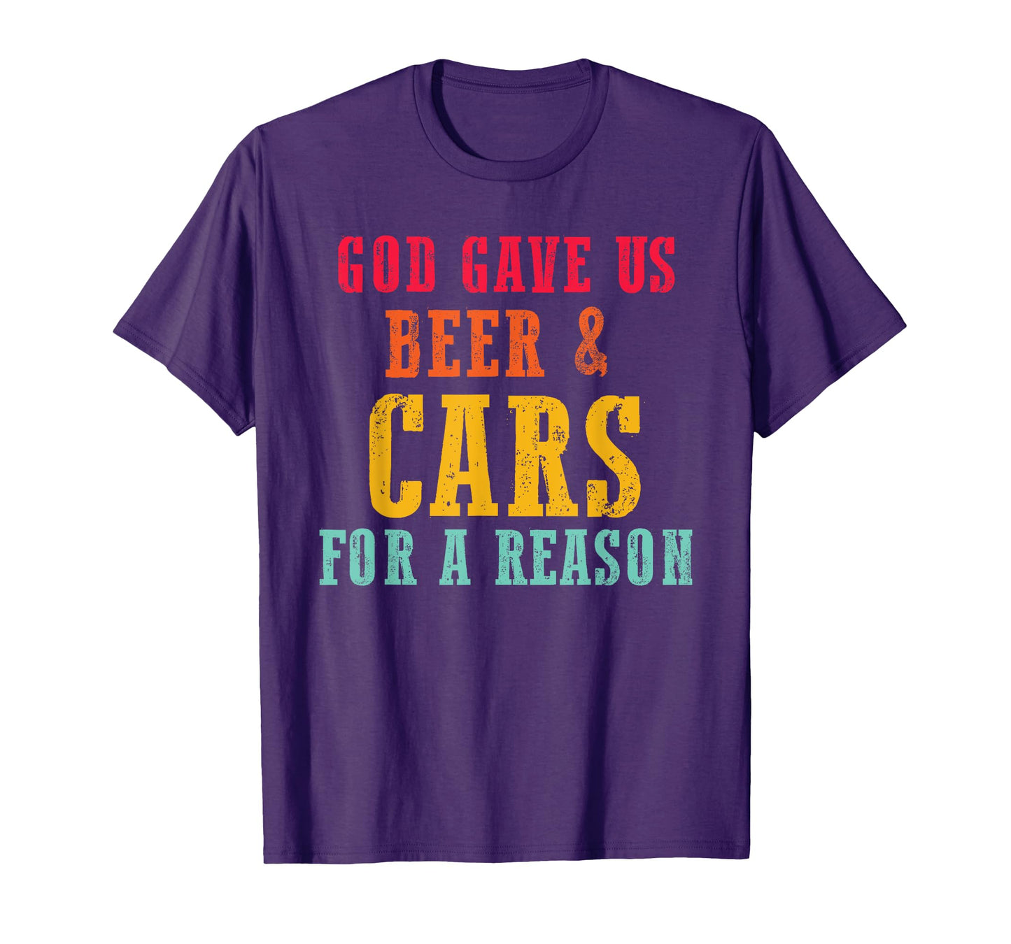 God Gave Us Beer & Cars for A Reason Retro Vintage T-Shirt