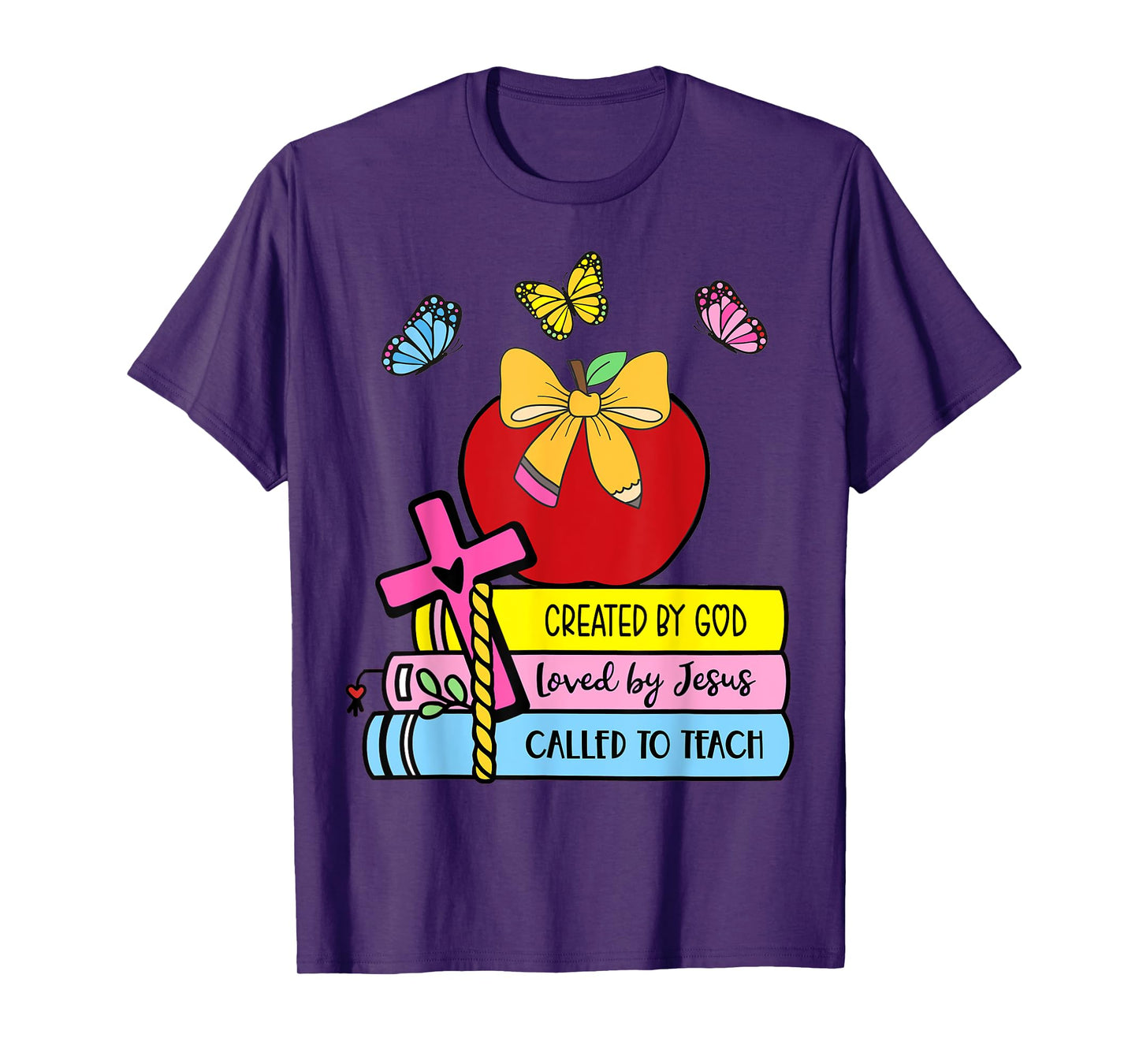 Created By God Called To Teach Pretty Books Christian T-Shirt